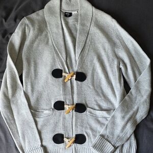 BDG Light Gray Cardigan with Black and Tan Toggles